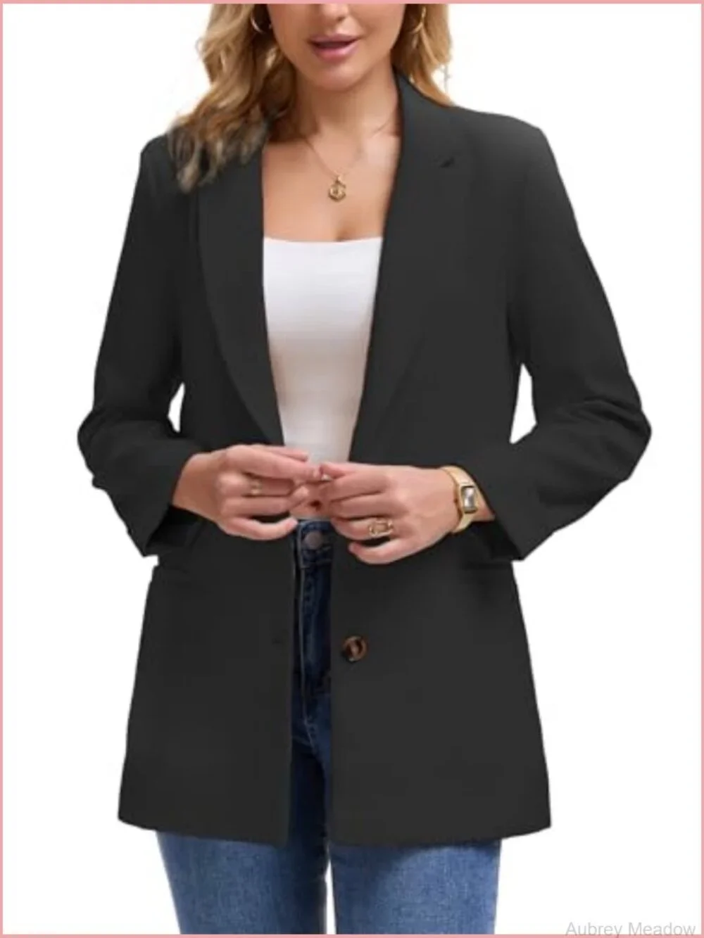Semi-Tailored Business Casual Blazer 9/10 Sleeve Lightweight Work Office Jacket